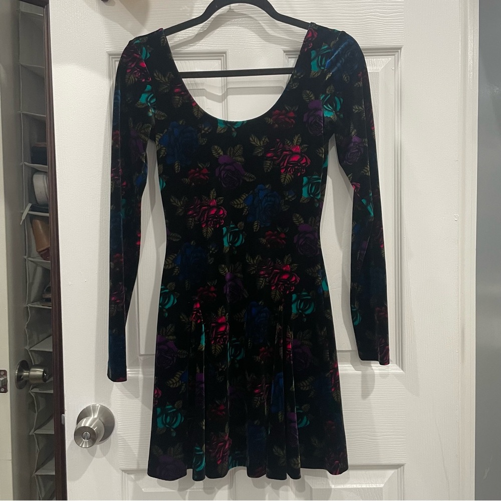 Betsey Johnson Floral Velour Long Sleeved Dress